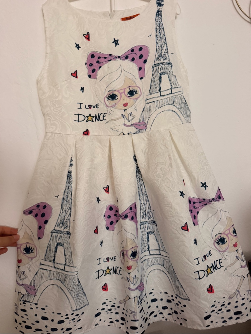 Kids White Dress with Pink Bow Graphic - Brand